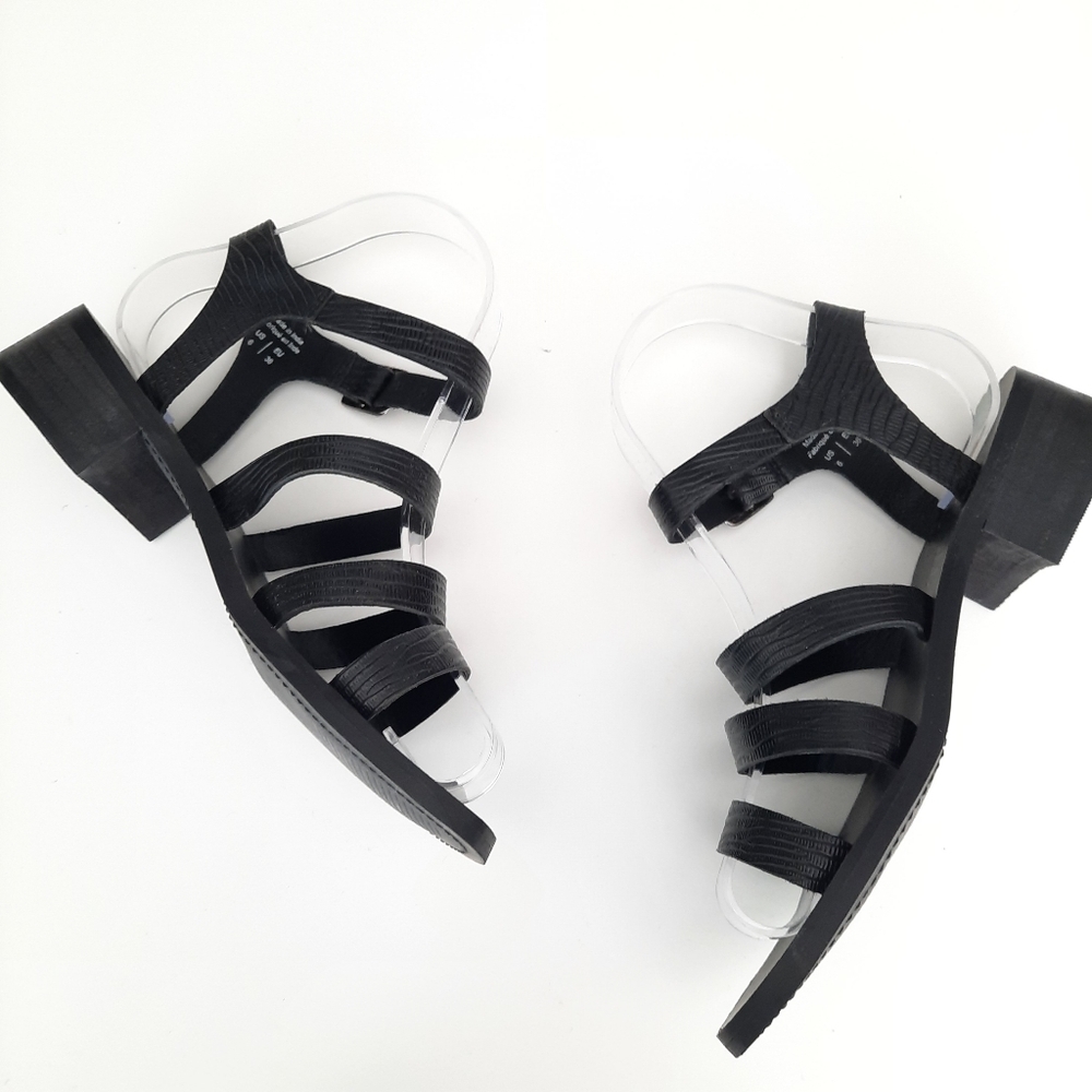 LITTLE BURGUNDY Black Strappy  Buckle Sandals